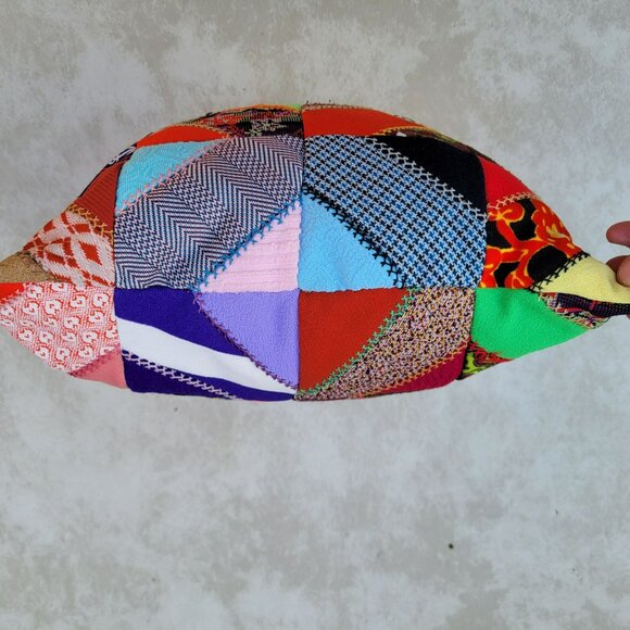 Vintage Crazy Patchwork Throw Pillow 14x14 Polyester Handmade Quilted Embroidery - Picture 12 of 16